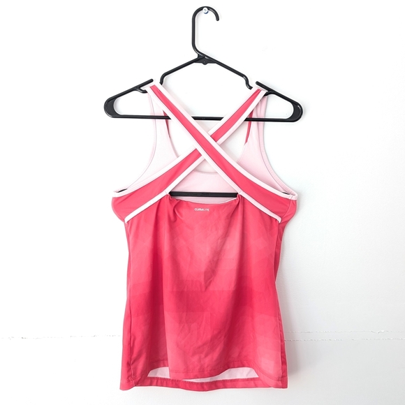 Adidas Women's Pink Performance Tank Top With Crossed Back ~ Size Medium - Picture 3 of 9